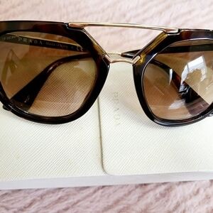 Prada Tortoise Shell Sunglasses with Gold Accents